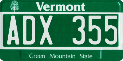 VT license plate ADX355