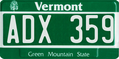 VT license plate ADX359