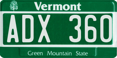 VT license plate ADX360