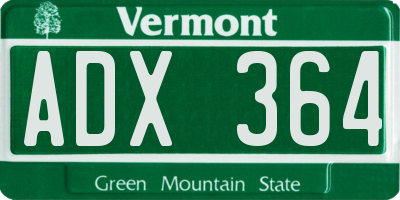 VT license plate ADX364