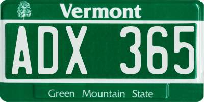 VT license plate ADX365