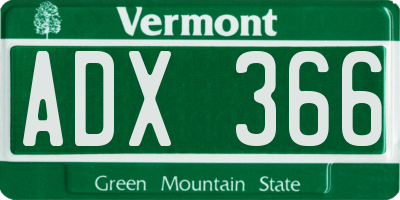VT license plate ADX366