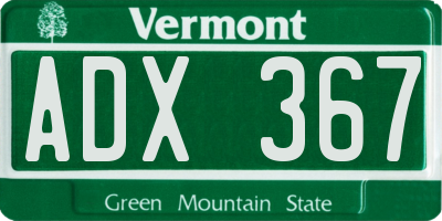 VT license plate ADX367
