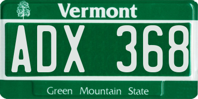 VT license plate ADX368