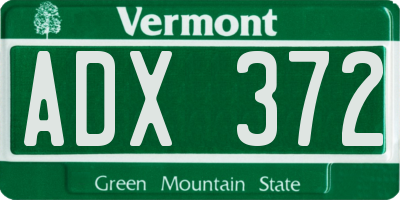 VT license plate ADX372