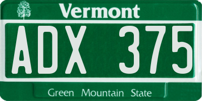 VT license plate ADX375