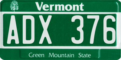 VT license plate ADX376