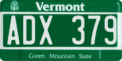 VT license plate ADX379