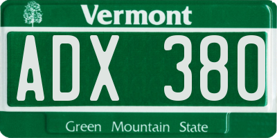 VT license plate ADX380