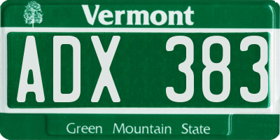 VT license plate ADX383