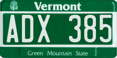 VT license plate ADX385