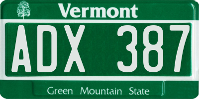 VT license plate ADX387