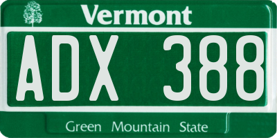 VT license plate ADX388