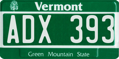 VT license plate ADX393