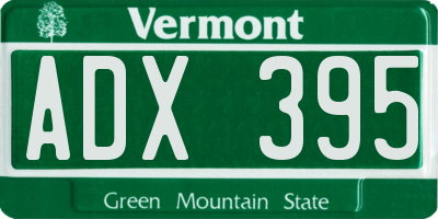 VT license plate ADX395