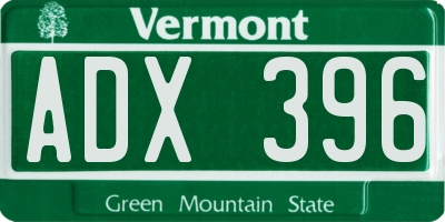VT license plate ADX396