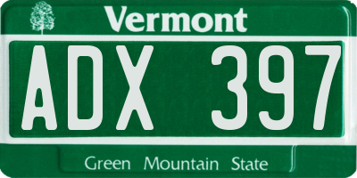VT license plate ADX397