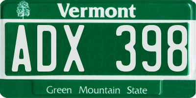 VT license plate ADX398