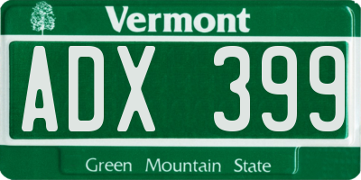 VT license plate ADX399