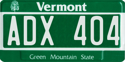 VT license plate ADX404
