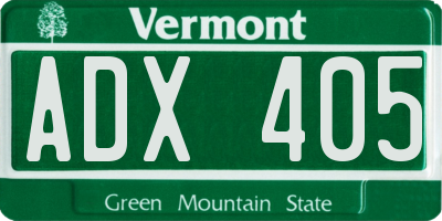VT license plate ADX405