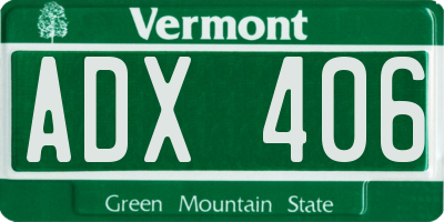 VT license plate ADX406
