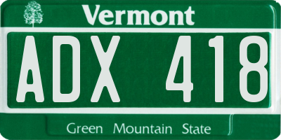 VT license plate ADX418