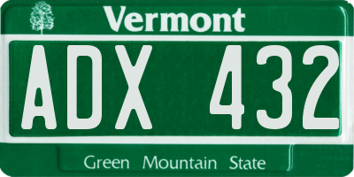 VT license plate ADX432