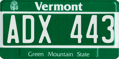 VT license plate ADX443