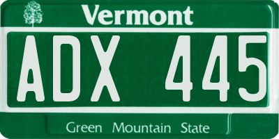 VT license plate ADX445
