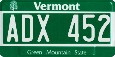 VT license plate ADX452
