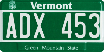 VT license plate ADX453