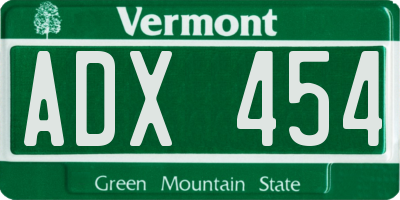 VT license plate ADX454