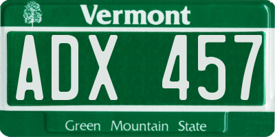 VT license plate ADX457