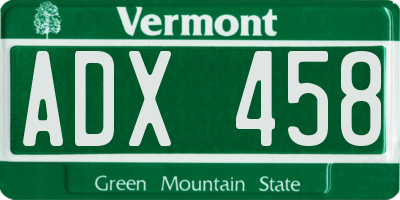VT license plate ADX458