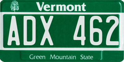 VT license plate ADX462
