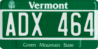 VT license plate ADX464