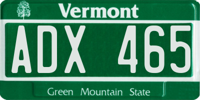 VT license plate ADX465