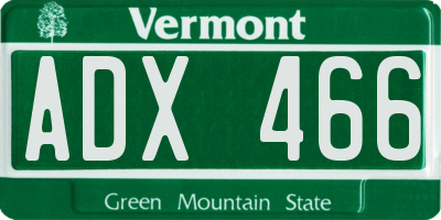 VT license plate ADX466