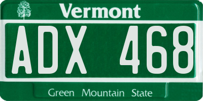 VT license plate ADX468