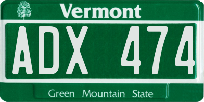 VT license plate ADX474