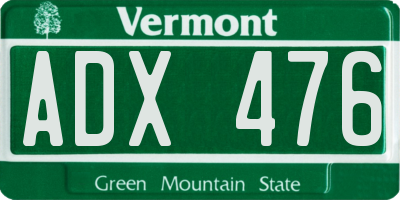 VT license plate ADX476