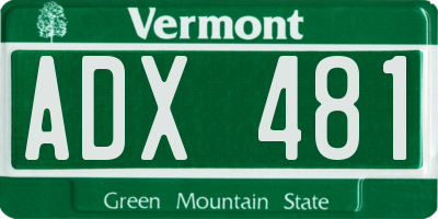 VT license plate ADX481