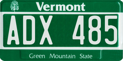 VT license plate ADX485