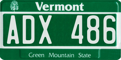 VT license plate ADX486