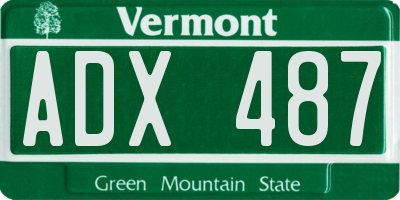 VT license plate ADX487