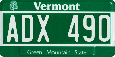 VT license plate ADX490
