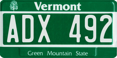VT license plate ADX492