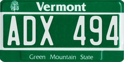 VT license plate ADX494