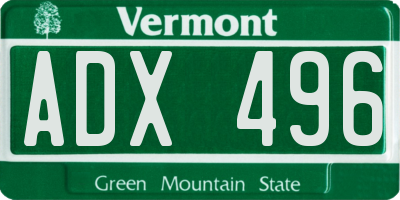 VT license plate ADX496
